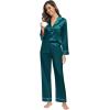 image:imageSWOMOG Family Matching Button Down Pajamas Pjs Silk Satin Long Sleeve Shirt Long Pants Set Sleepwear 2 Pcs Outfits LoungewearGreen