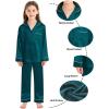 image:imageSWOMOG Family Matching Button Down Pajamas Pjs Silk Satin Long Sleeve Shirt Long Pants Set Sleepwear 2 Pcs Outfits LoungewearGreen