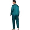 image:imageSWOMOG Family Matching Button Down Pajamas Pjs Silk Satin Long Sleeve Shirt Long Pants Set Sleepwear 2 Pcs Outfits LoungewearGreen