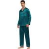 image:imageSWOMOG Family Matching Button Down Pajamas Pjs Silk Satin Long Sleeve Shirt Long Pants Set Sleepwear 2 Pcs Outfits LoungewearGreen