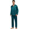 image:imageSWOMOG Family Matching Button Down Pajamas Pjs Silk Satin Long Sleeve Shirt Long Pants Set Sleepwear 2 Pcs Outfits LoungewearGreen