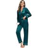 image:imageSWOMOG Family Matching Button Down Pajamas Pjs Silk Satin Long Sleeve Shirt Long Pants Set Sleepwear 2 Pcs Outfits LoungewearGreen