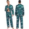 image:imageSWOMOG Family Matching Button Down Pajamas Pjs Silk Satin Long Sleeve Shirt Long Pants Set Sleepwear 2 Pcs Outfits LoungewearGreen Snowman