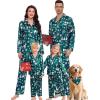 image:imageSWOMOG Family Matching Button Down Pajamas Pjs Silk Satin Long Sleeve Shirt Long Pants Set Sleepwear 2 Pcs Outfits LoungewearGreen Snowman