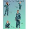 image:imageSWOMOG Family Matching Button Down Pajamas Pjs Silk Satin Long Sleeve Shirt Long Pants Set Sleepwear 2 Pcs Outfits LoungewearGreen Snowman
