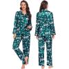 image:imageSWOMOG Family Matching Button Down Pajamas Pjs Silk Satin Long Sleeve Shirt Long Pants Set Sleepwear 2 Pcs Outfits LoungewearGreen Snowman