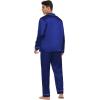 image:imageSWOMOG Family Matching Button Down Pajamas Pjs Silk Satin Long Sleeve Shirt Long Pants Set Sleepwear 2 Pcs Outfits LoungewearNavy Blue
