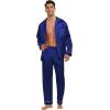 image:imageSWOMOG Family Matching Button Down Pajamas Pjs Silk Satin Long Sleeve Shirt Long Pants Set Sleepwear 2 Pcs Outfits LoungewearNavy Blue