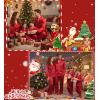 image:imageSWOMOG Family Matching Button Down Pajamas Pjs Silk Satin Long Sleeve Shirt Long Pants Set Sleepwear 2 Pcs Outfits LoungewearRed