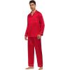 image:imageSWOMOG Family Matching Button Down Pajamas Pjs Silk Satin Long Sleeve Shirt Long Pants Set Sleepwear 2 Pcs Outfits LoungewearRed