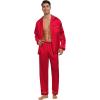 image:imageSWOMOG Family Matching Button Down Pajamas Pjs Silk Satin Long Sleeve Shirt Long Pants Set Sleepwear 2 Pcs Outfits LoungewearRed
