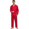 image:imageSWOMOG Family Matching Button Down Pajamas Pjs Silk Satin Long Sleeve Shirt Long Pants Set Sleepwear 2 Pcs Outfits LoungewearRed