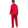 image:imageSWOMOG Family Matching Button Down Pajamas Pjs Silk Satin Long Sleeve Shirt Long Pants Set Sleepwear 2 Pcs Outfits LoungewearRed