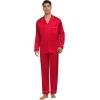 image:imageSWOMOG Family Matching Button Down Pajamas Pjs Silk Satin Long Sleeve Shirt Long Pants Set Sleepwear 2 Pcs Outfits LoungewearRed