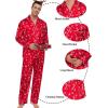 image:imageSWOMOG Family Matching Button Down Pajamas Pjs Silk Satin Long Sleeve Shirt Long Pants Set Sleepwear 2 Pcs Outfits LoungewearRed Candy Cane