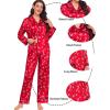image:imageSWOMOG Family Matching Button Down Pajamas Pjs Silk Satin Long Sleeve Shirt Long Pants Set Sleepwear 2 Pcs Outfits LoungewearRed Candy Cane