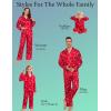 image:imageSWOMOG Family Matching Button Down Pajamas Pjs Silk Satin Long Sleeve Shirt Long Pants Set Sleepwear 2 Pcs Outfits LoungewearRed Candy Cane