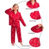 image:imageSWOMOG Family Matching Button Down Pajamas Pjs Silk Satin Long Sleeve Shirt Long Pants Set Sleepwear 2 Pcs Outfits LoungewearRed Candy Cane