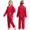 image:imageSWOMOG Family Matching Button Down Pajamas Pjs Silk Satin Long Sleeve Shirt Long Pants Set Sleepwear 2 Pcs Outfits LoungewearRed Candy Cane