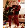 image:imageSWOMOG Family Matching Christmas Pajamas Sets MenWomen Plaid Pants Loungewear and Printed Long Sleeve PjsAgold Letter Deer