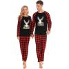 image:imageSWOMOG Family Matching Christmas Pajamas Sets MenWomen Plaid Pants Loungewear and Printed Long Sleeve PjsAgold Letter Deer