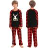 image:imageSWOMOG Family Matching Christmas Pajamas Sets MenWomen Plaid Pants Loungewear and Printed Long Sleeve PjsAgold Letter Deer