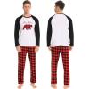 image:imageSWOMOG Family Matching Christmas Pajamas Sets MenWomen Plaid Pants Loungewear and Printed Long Sleeve PjsZchristmas Bear