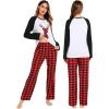 image:imageSWOMOG Family Matching Christmas Pajamas Sets MenWomen Plaid Pants Loungewear and Printed Long Sleeve PjsZchristmas Deer