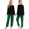 image:imageSWOMOG Family Matching Christmas Pajamas Sets MenWomen Plaid Pants Loungewear and Printed Long Sleeve PjsZgreen Black Plaid
