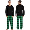 image:imageSWOMOG Family Matching Christmas Pajamas Sets MenWomen Plaid Pants Loungewear and Printed Long Sleeve PjsZgreen Black Plaid