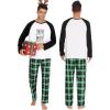image:imageSWOMOG Family Matching Christmas Pajamas Sets MenWomen Plaid Pants Loungewear and Printed Long Sleeve PjsZgreen Letter