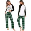 image:imageSWOMOG Family Matching Christmas Pajamas Sets MenWomen Plaid Pants Loungewear and Printed Long Sleeve PjsZgreen Letter