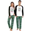 image:imageSWOMOG Family Matching Christmas Pajamas Sets MenWomen Plaid Pants Loungewear and Printed Long Sleeve PjsZgreen Letter