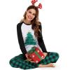 image:imageSWOMOG Family Matching Christmas Pajamas Sets MenWomen Plaid Pants Loungewear and Printed Long Sleeve PjsZletter Tree