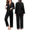 image:imageSWOMOG Family Matching Pajamas Set Christmas Pajamas Long Sleeve Button Down Pj Set 2Pcs Festival Party SleepwearBlack