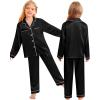 image:imageSWOMOG Family Matching Pajamas Set Christmas Pajamas Long Sleeve Button Down Pj Set 2Pcs Festival Party SleepwearBlack