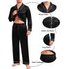 image:imageSWOMOG Family Matching Pajamas Set Christmas Pajamas Long Sleeve Button Down Pj Set 2Pcs Festival Party SleepwearBlack