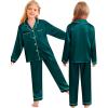 image:imageSWOMOG Family Matching Pajamas Set Christmas Pajamas Long Sleeve Button Down Pj Set 2Pcs Festival Party SleepwearDark Green