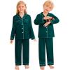 image:imageSWOMOG Family Matching Pajamas Set Christmas Pajamas Long Sleeve Button Down Pj Set 2Pcs Festival Party SleepwearDark Green