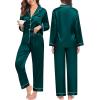image:imageSWOMOG Family Matching Pajamas Set Christmas Pajamas Long Sleeve Button Down Pj Set 2Pcs Festival Party SleepwearDark Green