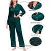image:imageSWOMOG Family Matching Pajamas Set Christmas Pajamas Long Sleeve Button Down Pj Set 2Pcs Festival Party SleepwearDark Green