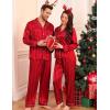 image:imageSWOMOG Family Matching Pajamas Set Christmas Pajamas Long Sleeve Button Down Pj Set 2Pcs Festival Party SleepwearRed Stripes