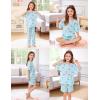 image:imageSWOMOG Girls Pajamas Sets 3 Piece Short Sleeve Sleepwear Summer Cute Pjs Cartoon Print Loungewear for Kids Size 615Blue Cherry