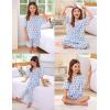 image:imageSWOMOG Girls Pajamas Sets 3 Piece Short Sleeve Sleepwear Summer Cute Pjs Cartoon Print Loungewear for Kids Size 615Blue Monkey