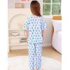 image:imageSWOMOG Girls Pajamas Sets 3 Piece Short Sleeve Sleepwear Summer Cute Pjs Cartoon Print Loungewear for Kids Size 615Blue Monkey