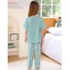 image:imageSWOMOG Girls Pajamas Sets 3 Piece Short Sleeve Sleepwear Summer Cute Pjs Cartoon Print Loungewear for Kids Size 615Green Daisy