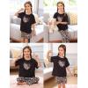image:imageSWOMOG Girls Pajamas Sets 3 Piece Short Sleeve Sleepwear Summer Cute Pjs Cartoon Print Loungewear for Kids Size 615Leopard Heart