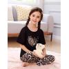 image:imageSWOMOG Girls Pajamas Sets 3 Piece Short Sleeve Sleepwear Summer Cute Pjs Cartoon Print Loungewear for Kids Size 615Leopard Heart