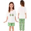 image:imageSWOMOG Girls Pajamas Sets 3 Piece Short Sleeve Sleepwear Summer Cute Pjs Cartoon Print Loungewear for Kids Size 615Love Avocado