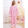 image:imageSWOMOG Girls Pajamas Sets 3 Piece Short Sleeve Sleepwear Summer Cute Pjs Cartoon Print Loungewear for Kids Size 615Pink Monkey